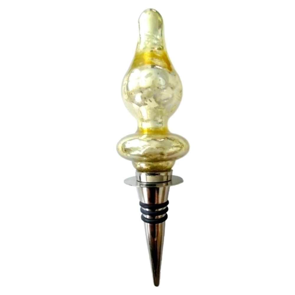 Pier 1 Gold Mercury Glass Bottle Stopper – Vintage Barware Decor